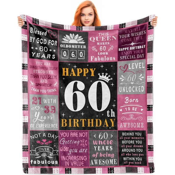 60th Birthday Gifts for Women, 60 Year Old Birthday Gifts for Women, Gifts for 60 Year Old Woman, 60th Birthday Decorations, 1966 Birthday Gifts Blanket 40"X50"