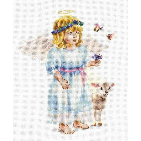 UPC: 4610009345949 | Counted Cross-Stitch Kit Angel 0-202 By Alisa Christmas Theme Needlework Easy White Yellow Animal