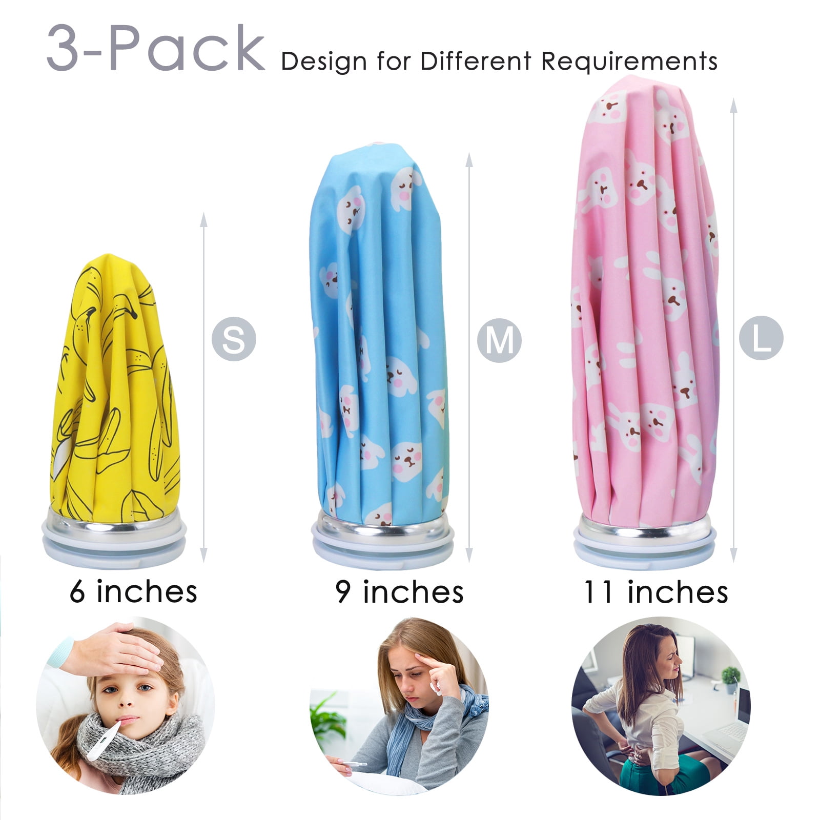 Ueasy Ice Packs for Injuries Reusable Cold Pack for Cold Compress Refillable Ice Bags with 2 Wraps for Kids Teenagers Adults Swelling Bruises Wisdom Teeth Breastfeeding Headaches