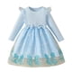 thumbnail image 1 of Vestido de cuello redondo y manga larga para niñas Vestido de cuello redondo y manga larga para niñas Falda de malla elegante Vestido de princesa elegante para niñas pequeñas Vestido de poliéster para, 1 of 6