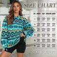 thumbnail image 3 of SCRAWLGOD American Tribal Blue Black Crewneck Fall Sweatshirts for Women Trendy Women's Long Sleeve Pullover Tops with Pockets Stylish for Daily Wear, Spots, Office, S, 3 of 7