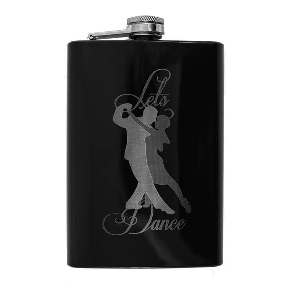Hip Flask Plus Stainless Steel 8oz Black Flask - Let's Dance