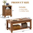 thumbnail image 4 of Joaxswe 3 Pieces Farmhouse Coffee and End Table Set, Retro Coffee Table & 2-Drawer Side Table Set of 2 with Charging Station, Brown, 4 of 8
