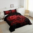 thumbnail image 3 of Manfei 3D Red Rose Bedding Comforter Set, Girls Women Twin Comforter Sets, Chic Floral Flower Blossoms Bedding Set, Happy Valentine's Day Black Bedroom Decor, Reversible 2-Piece, 3 of 8