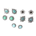 thumbnail image 2 of Ziurtnc 5 Pairs Women Ear Studs Retro Ethnic Style Faux Turquoise Bohemian Hollow Smooth Anti-allergy Ear Decoration Jewelry Lady Stud Earrings, 2 of 7