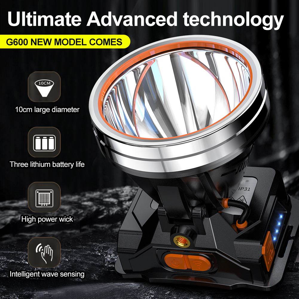 PINSAI High Power LED Headlamp Super Bright Adult Motion Sensor Headlight Spotlight