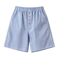 thumbnail image 4 of YTCAMLO Striped Linen Shorts for Women, Summer Beach Casual Elastic Waist Wide Leg Shorts with Pockets, Soft Cotton Pj Bottoms, 4 of 8