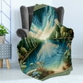 thumbnail image 3 of Ambesonne Landscape Fleece Throw Blanket River and Forest Symmetry 60"x80" Green Blue, 3 of 5
