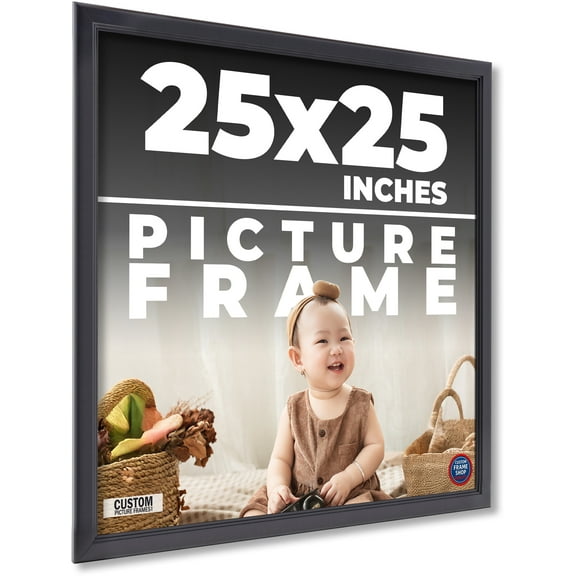 25x25 - 25 x 25 Contemporary Black Solid Wood Frame with UV Framer's Acrylic & Foam Board Backing -