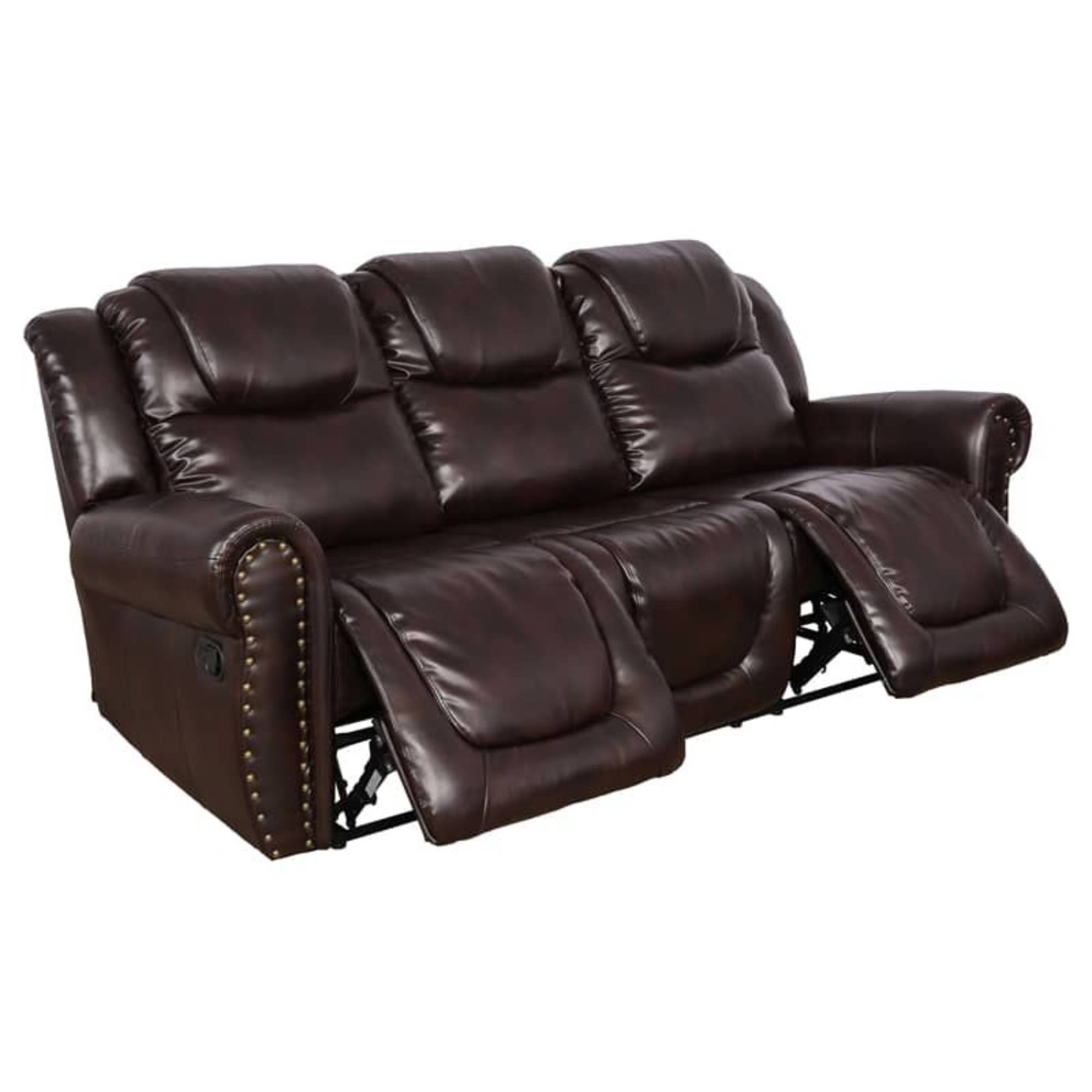 Manual Recliner Chair, Modern Leather Recline Sofa Chair with Comfortable Arms Reclining Single Sofa for Living Room,Espresso