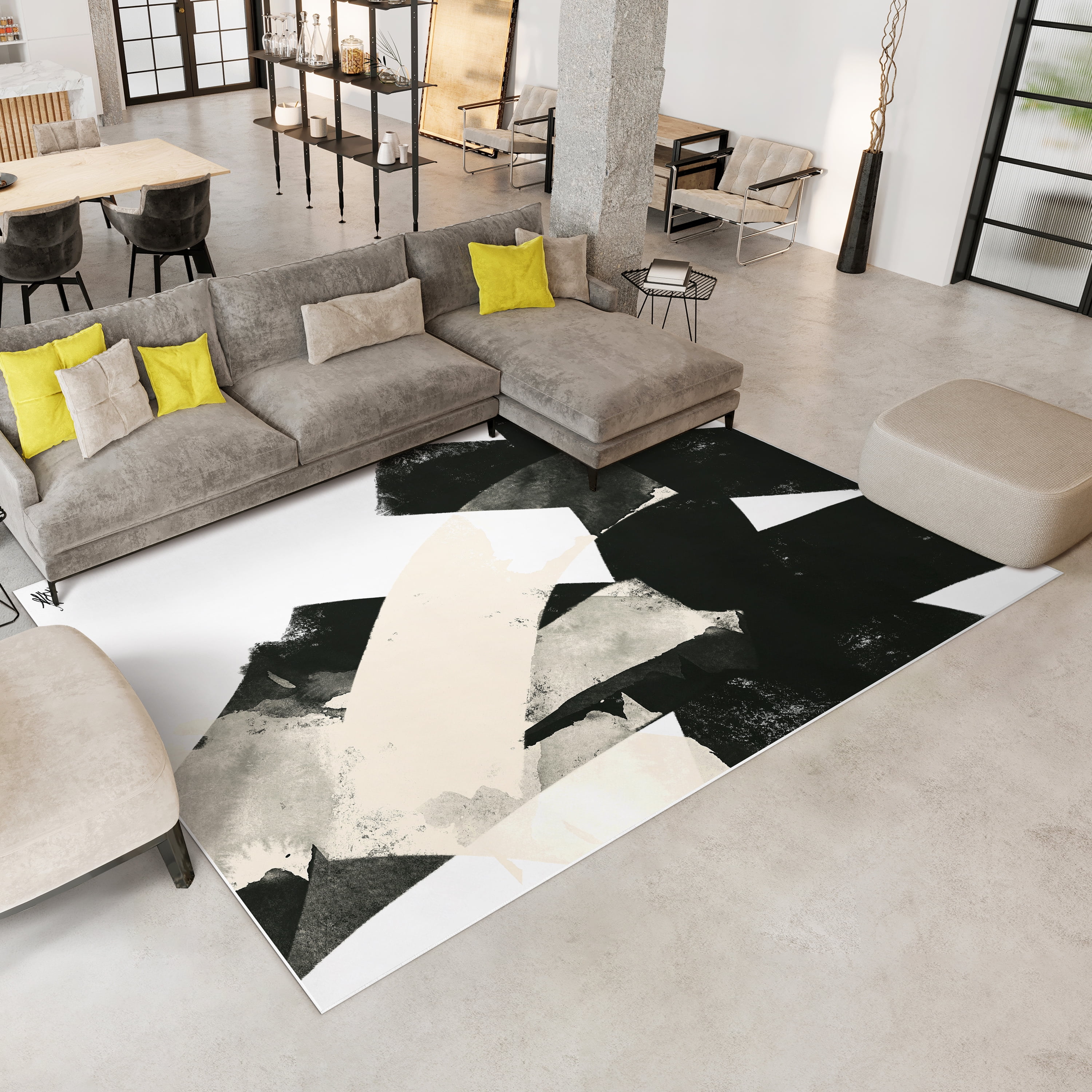 Nordic II Washable Abstract Art Area Rug size 8'x10', Power-loomed, Heavenly Softness with Non-Slipping Backing