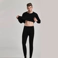 thumbnail image 1 of Ropa interior térmica de color sólido para hombre, cuello redondo, forro de terciopelo, ropa y pantalones de otoño engrosados, 1 of 6