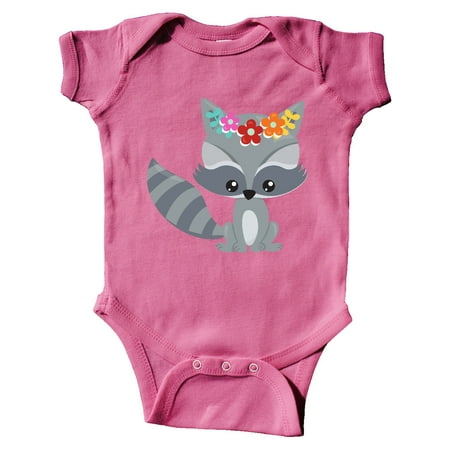 

Inktastic Spring Animals Cute Raccoon Colorful Flowers Gift Baby Boy or Baby Girl Bodysuit
