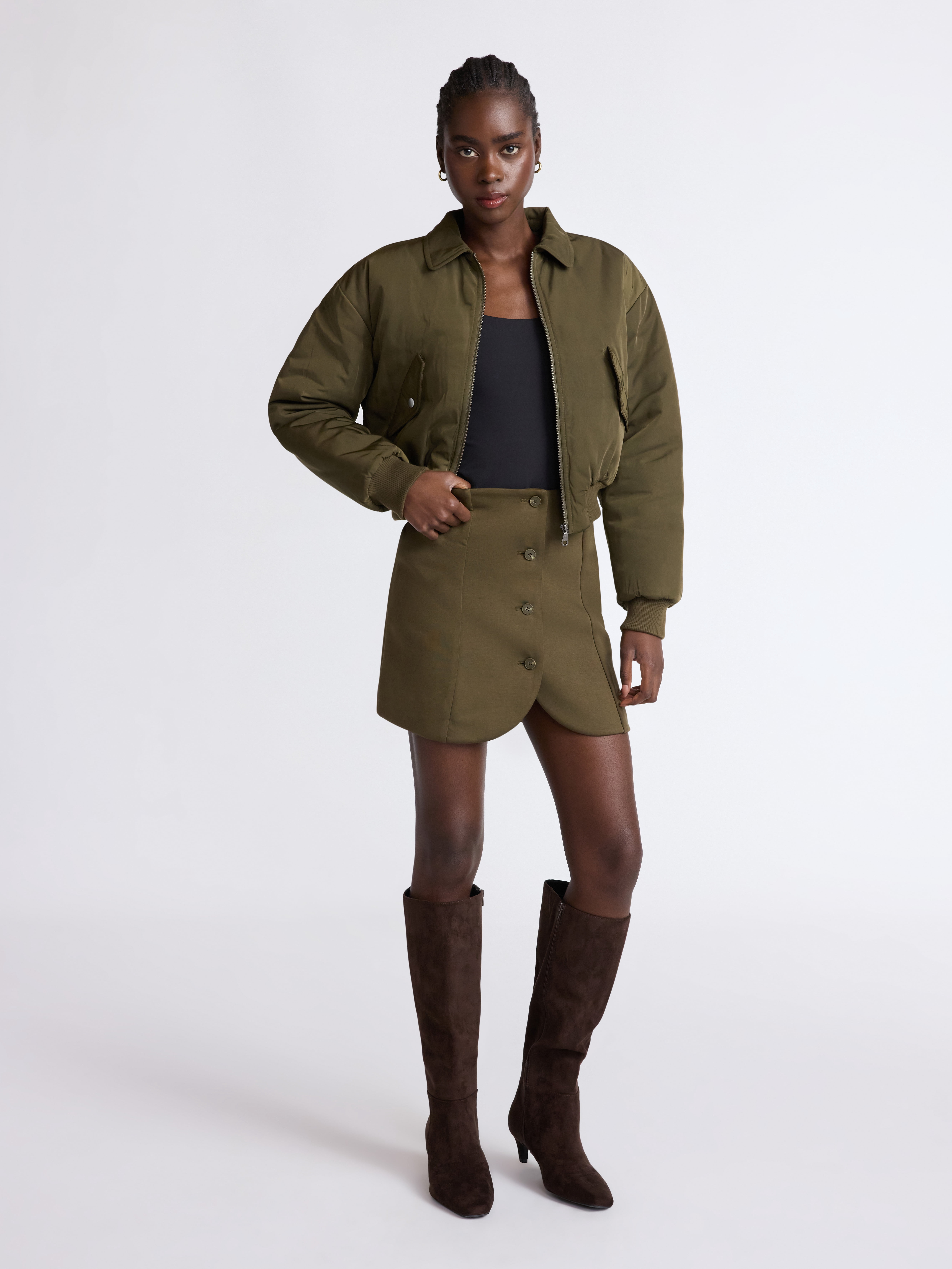 Scoop Women's Cropped Bomber Jacket, Midweight, Sizes XS-XXL