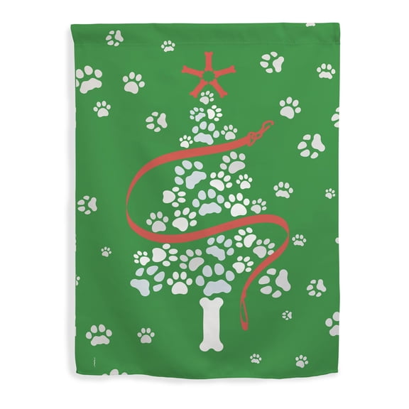 ThisWear Winter Themed House Flag Dog Lover Christmas Tree Vertical House Flag Green