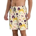 thumbnail image 2 of Adobk Cartoon Poodle Dog Print Men's Swim Trunks Hawaiian Bathing Suit Swimsuits Beach Shorts with Pockets-3X-Large, 2 of 6