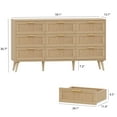 thumbnail image 7 of Rovaurx 9 Drawer Double Dresser for Bedroom, Rattan Chest of Dressers, Modern Wooden Dresser Chest with Golden Handles, Beside Table for Closet, Living Room and Entryway, Natural RDG002M, 7 of 7