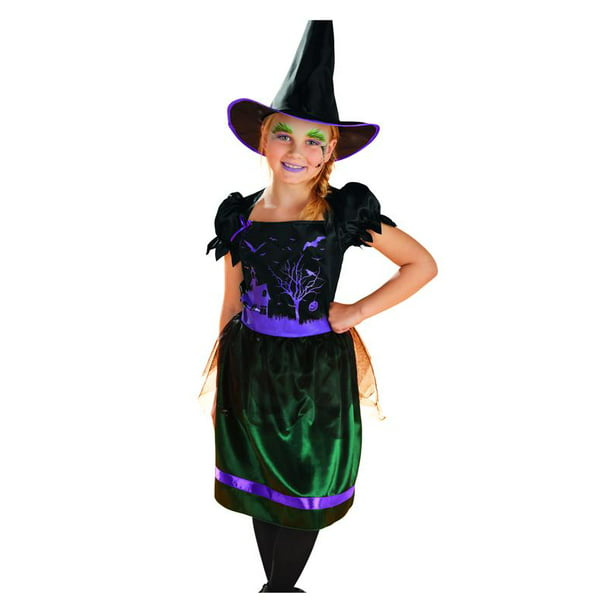 Witch Girl's Children's Dress and Hat Halloween Costume - Medium, 7-10 ...