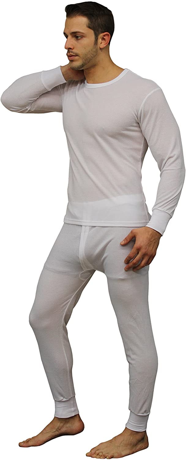 Gilbin Men's Ultra Soft Thermal Underwear Long Johns Sets 2pc Top and Pants  Base Layer Set Thermal Underwear Set for men (White Medium) 