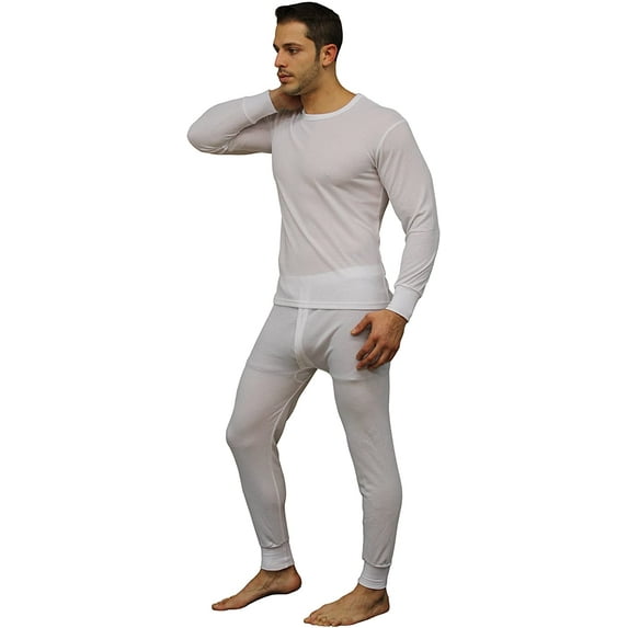 Gilbin Men's Ultra Soft Thermal Underwear Long Johns Sets 2pc Top and Pants Base Layer Set Thermal Underwear Set for men (White Medium)