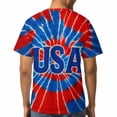 thumbnail image 5 of LAOLIUSN USA Patriotic Tie Dye T-Shirt, Red White Blue 4th of July Graphic Tee, Short Sleeve Crew Neck Shirt, S-4XL, 5 of 7