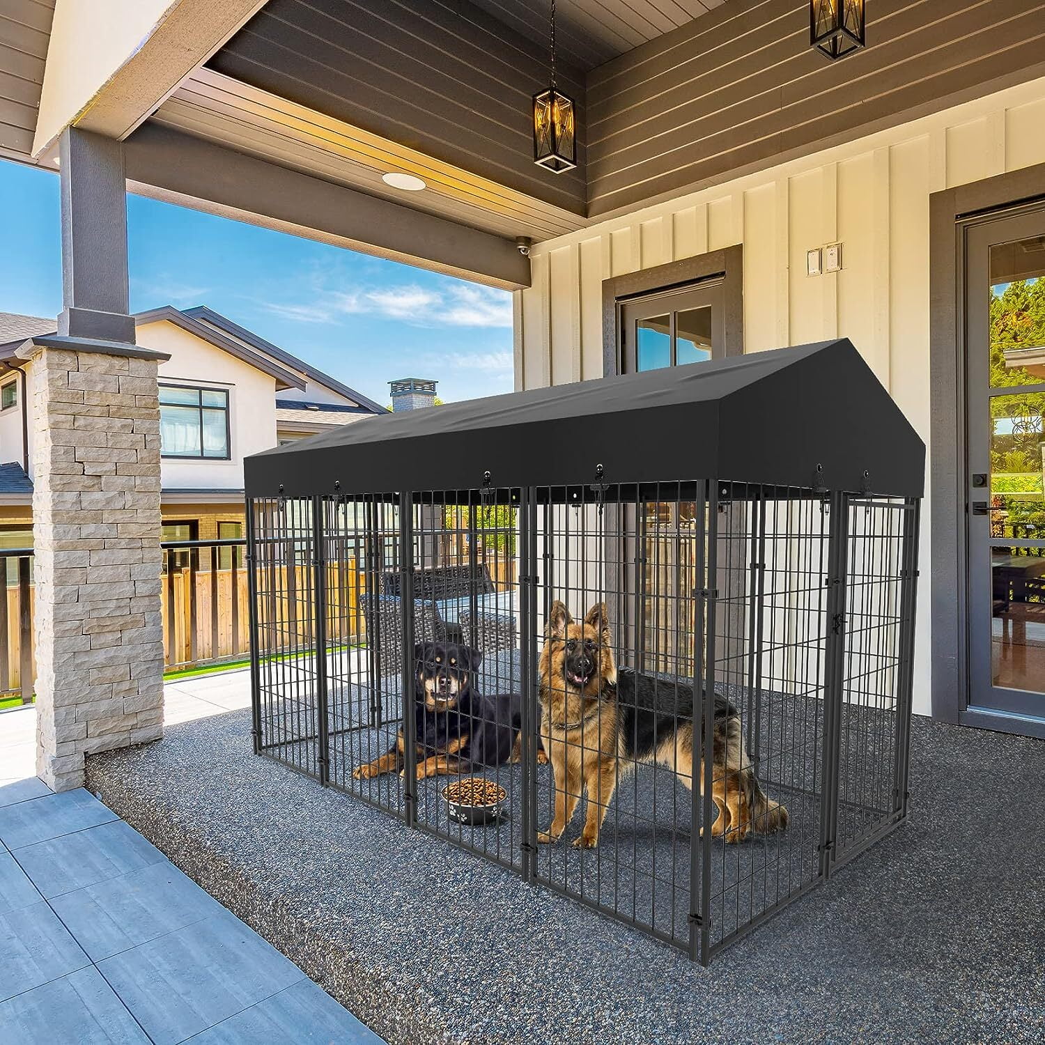 Wisfor Oversized Dog Kennel Heavy Duty Pet Playpen House Pet Crate With Waterproof Sun Shadow Cover