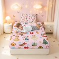 thumbnail image 3 of Manfei Festive Nutcracker Twin Fitted Sheet,Christmas Tree Gingerbread Men Bedding,Pink Orange,2pcs,1 Fitted Sheet and 1 Pillowcase, 3 of 6