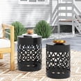 thumbnail image 3 of Oufan Outdoor Side Table Set of 2, Decorative Garden Stool for Patio Heavy Duty Metal Frame Accent Table Modern End Table, Black, 3 of 7