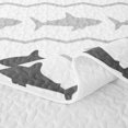thumbnail image 5 of Manfei Cartoon Shark Quilt King, Simple Abstract Wave King Coverlet Set, White Gray, 3-Piece, 1 Bedspread and 2 Pillowcases, 5 of 7