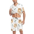 thumbnail image 3 of joogoo Men's Pajama Set Cartoon Owl Leaves V-Neck Pj Shorts Set 2 Piece Loungewear Sleepwear XXL, 3 of 7