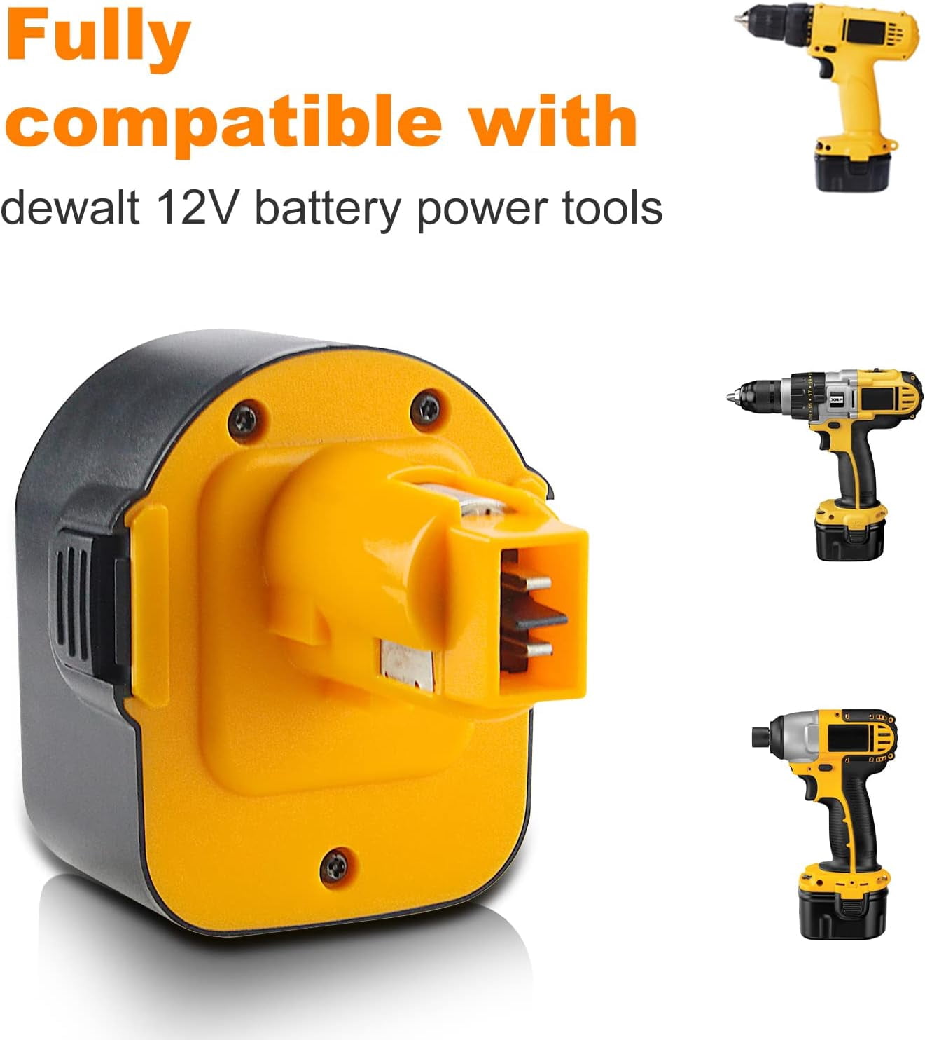 2Pack 12V 3.6Ah Ni-Mh Battery Replace for Dewalt DW9071 DW9072 DC9071 DE9037 DE9071 DE9072 DE9074 DE9075