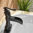 thumbnail image 4 of BWE Oil Rubbed Bronze Bathroom Faucet Waterfall Farmhouse Sink Mixer Tap Deck Mounted Single-Handle with Drain Assembly and Supply Hose Lead-Free Lavatory Matte, 4 of 10