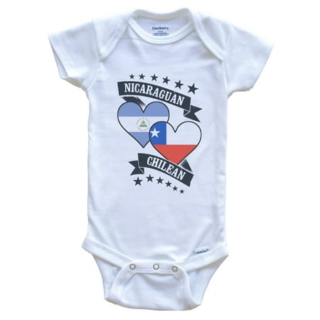 

Nicaraguan Chilean Heart Flags Nicaragua Chile Baby Bodysuit 0-3 months white