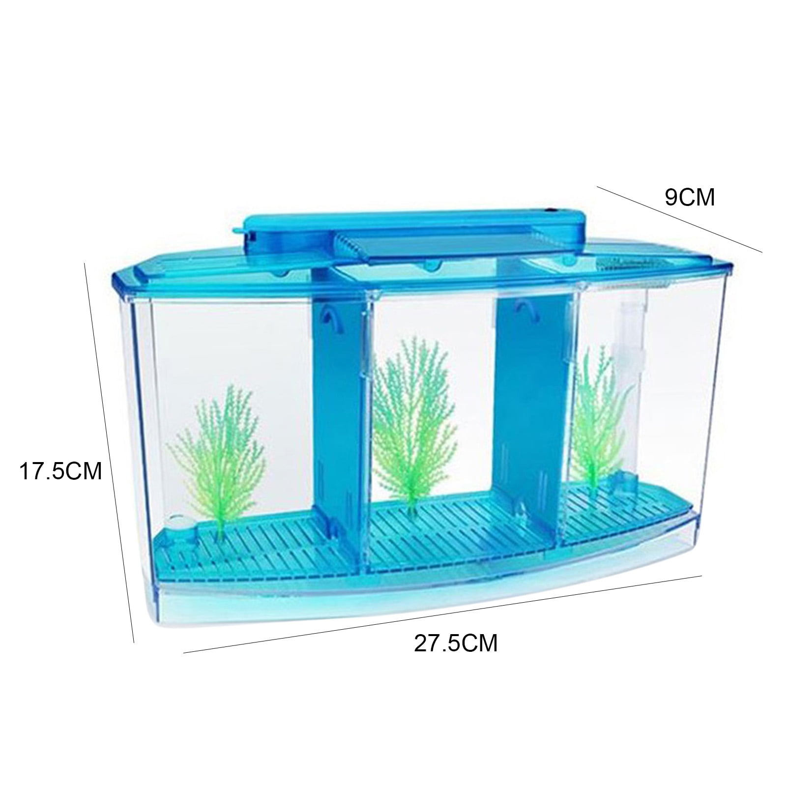 Shulemin Multifunctional Acrylic Split Fish Tank Breed Box with LED Light  Imitation Plant,C