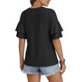 thumbnail image 3 of MOYIKO Women Casual Ruffle Half Sleeve Summer tops Crewneck Eyelet Shirts Flowy Dressy Tunic Blouses, 3 of 7