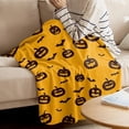 thumbnail image 5 of Halloween Blanket for Couch/Bed Pumpkins Lantern Bat Orange Sof Cozy Flannel Throw Blanket Lightweight Throws All Seanson Blanket for Boys/Grils Kids 49"x59", 5 of 6