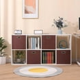thumbnail image 4 of Cube Storage Bins 13×13 Linen Foldable Box with Handles, Collapsible Organization Basket Set of 4 Large Capacity Drawer for Closet Shelf Cabinet Bookcase Bedroom, Trunk Brown, 4 of 10