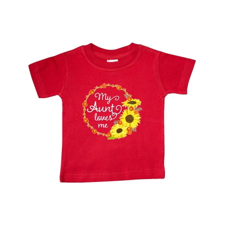 

Inktastic My Aunt Loves Me with Sunflower Wreath Gift Baby Boy or Baby Girl T-Shirt