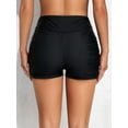 thumbnail image 6 of Sociala Women's Black High Rise Swim Shorts Ruched Board Shorts Bikini Tankini Swim Bottos, 6 of 6