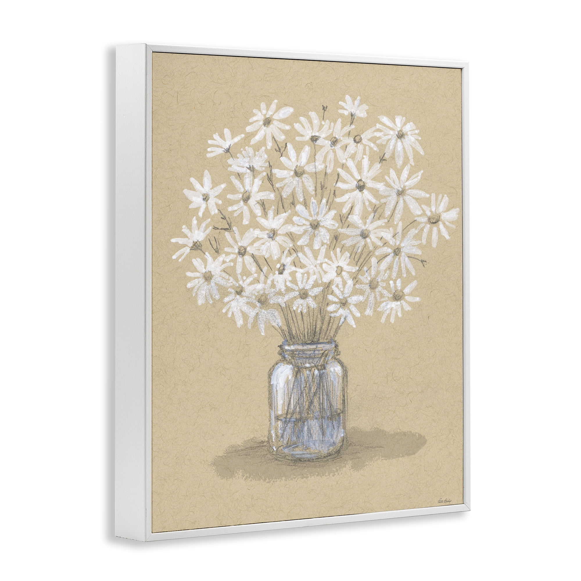 Stupell Industries Daisies Jar Drawing White Framed Giclee Art, design by Patti Bishop