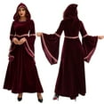 thumbnail image 2 of FEIFLY Women Adults Elegant Gothic Outfits Halloween Party Dress Attire Solid Color Festival Clothing, 2 of 8