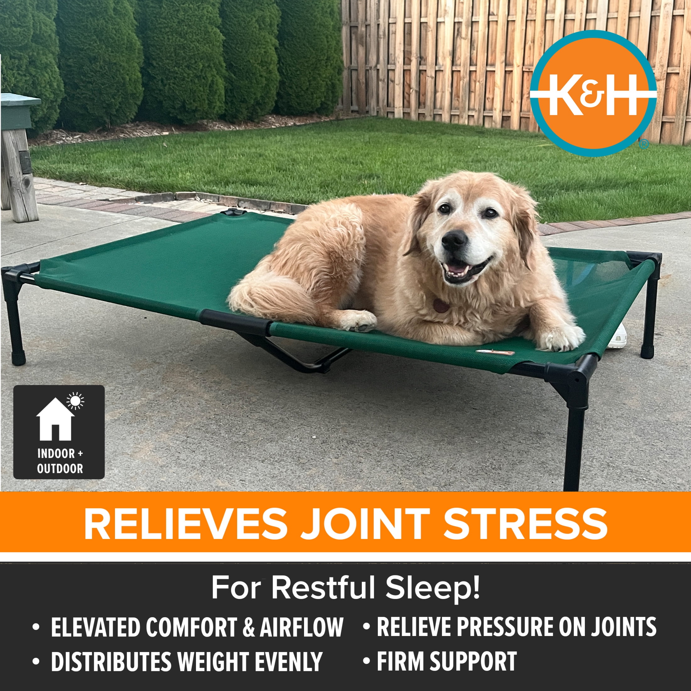 K&H Pet Products All Weather Pet Cot Green X-Large 50 X 32 X 9 Inches