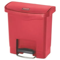Rubbermaid Slim Jim Resin Step-On Container, Front Step Style, 4 gal, Red