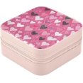 thumbnail image 2 of Cute Pink Heart Travel Jewelry Case for Women Men,Portable Mini Jewelry PU Leather Box,Necklace Earrings Jewelry Organizer for Women's Valentine's Day Gifts Women Gifts, 2 of 7