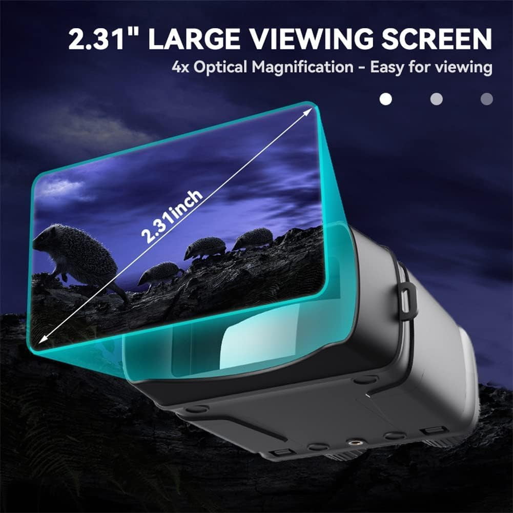 Amkui R6 Night Vision Goggles with 1080p Display, Infrared Night Vision Binoculars, 3800ma Rechargeable Thermal Imaging Binoculars, F/1.2 Hd Camera, 5x Digital Zoom for Hunting Camping Security