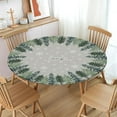 thumbnail image 2 of Christm Round Fitted Tablecloth with Elastic Edge,Water-Resistant Rustic Winter Grey Green Trees Snowflake Nature Forest Table Cover for 48-52" Found Tables Xmas Table Cloth for Dinner,Outdoor,Patio, 2 of 4