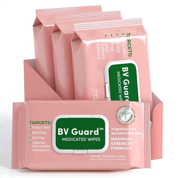 Bacterial Vaginosis Feminine Wipes for Odor, Itching, Burning & Discharge | Vaginal Wipes Helps with Vaginal Microbiota Imbalance | Intimate Health & Hygiene | 48 Flushable Wipes Pack of 4