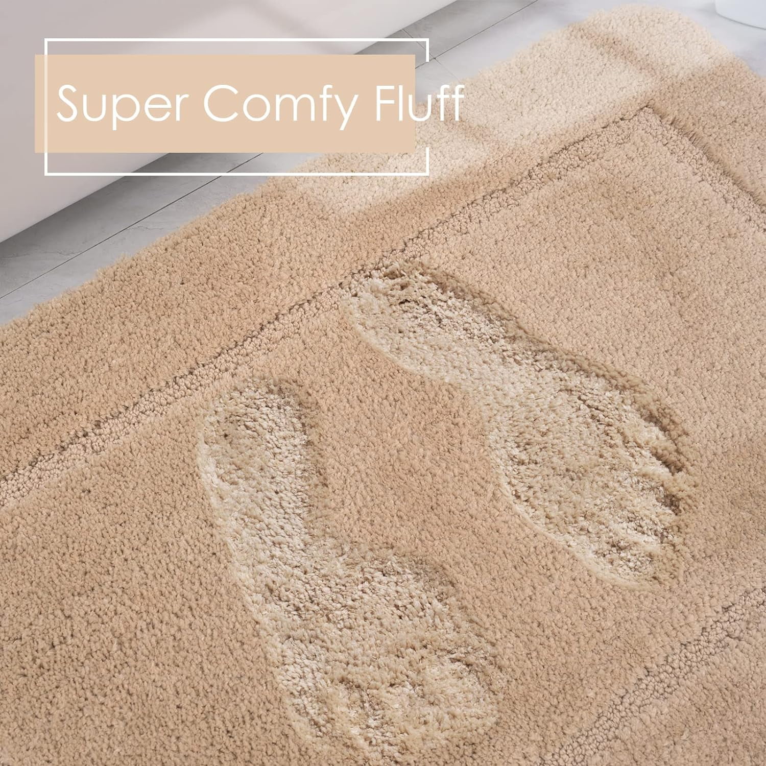 Homore Bathroom Rugs Sets, Luxury Bath Mat Set Anti-Slip Bath Rug and U-Shaped Toilet Mat Camel