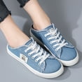 thumbnail image 4 of Mepaouo Women's Slip on Sneakers Canvas Mules Shoes Low Top Fashion Casual Backless Loafers Blue 8.5, 4 of 8