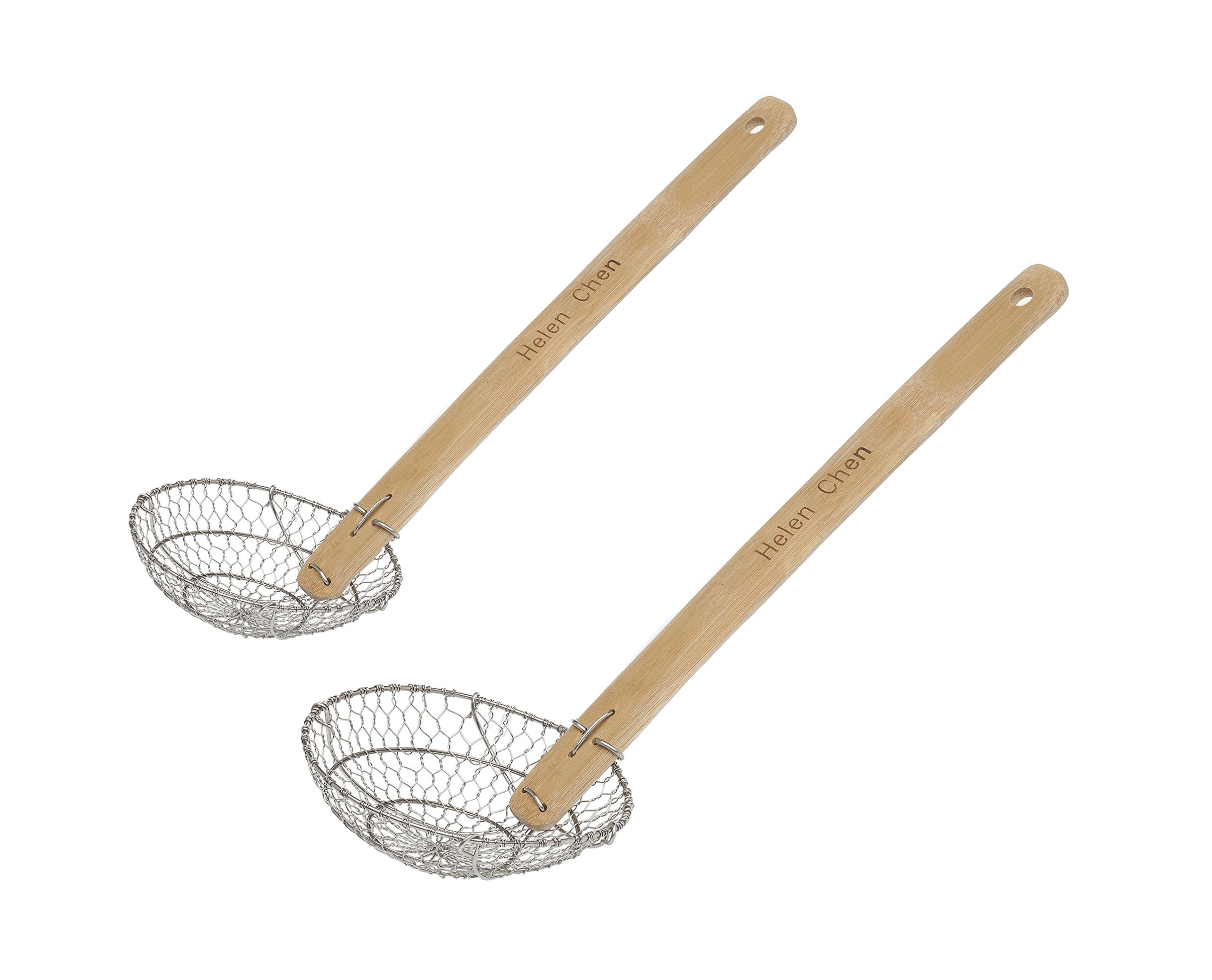 Helen Chens Asian Kitchen Stainless Steel Spider Strainer with Natural Bamboo Handle, 5Inch and